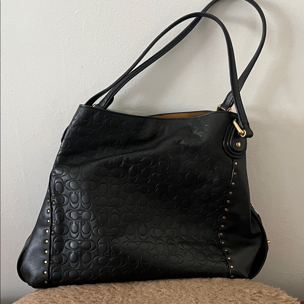 Coach Black Embossed Shoulder Bag